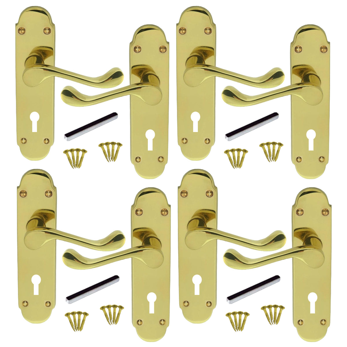 Marketplace JPG companion for Multipack Door Handles Key Lock Brass Epsom Victorian Scroll Lever 1/4/6 Pairs