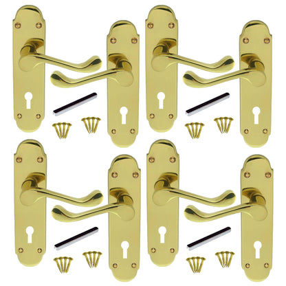 Marketplace JPG companion for Multipack Door Handles Key Lock Brass Epsom Victorian Scroll Lever 1/4/6 Pairs