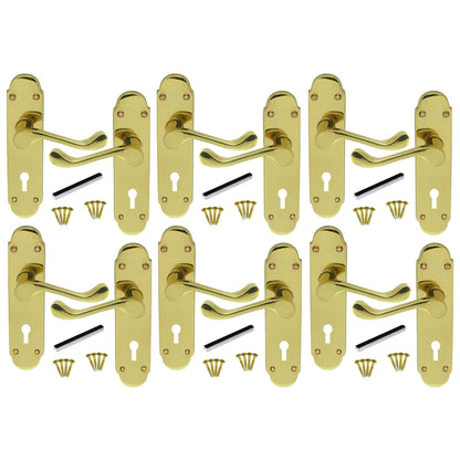 Marketplace JPG companion for Multipack Door Handles Key Lock Brass Epsom Victorian Scroll Lever 1/4/6 Pairs