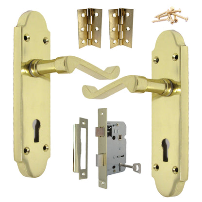 Marketplace JPG companion for Epsom Door Handle Lock Victorian Scroll Lever - Brass Pack Hinges