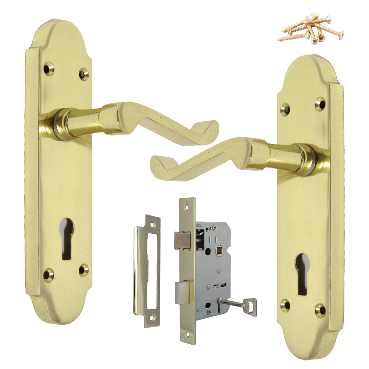 Marketplace JPG companion for Epsom Door Handle Lock Victorian Scroll Lever - Brass Pack