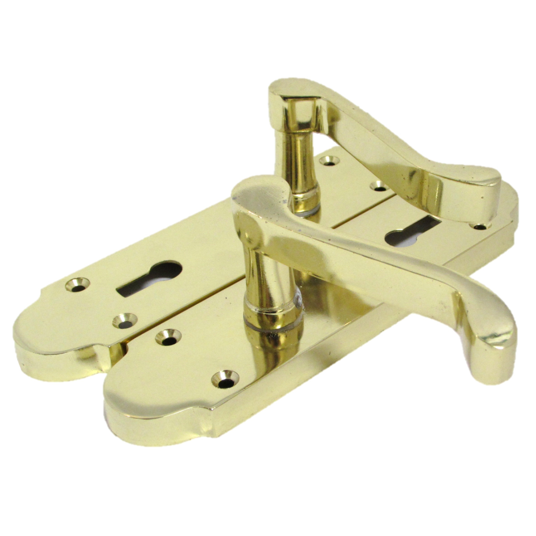 Epsom Door Handle Lock Victorian Scroll Lever - Brass
