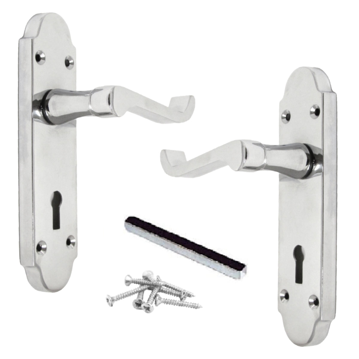 Marketplace JPG companion for Epsom Door Handle Key Lock Scroll Lever - Polished Chrome - 169mm X 40mm