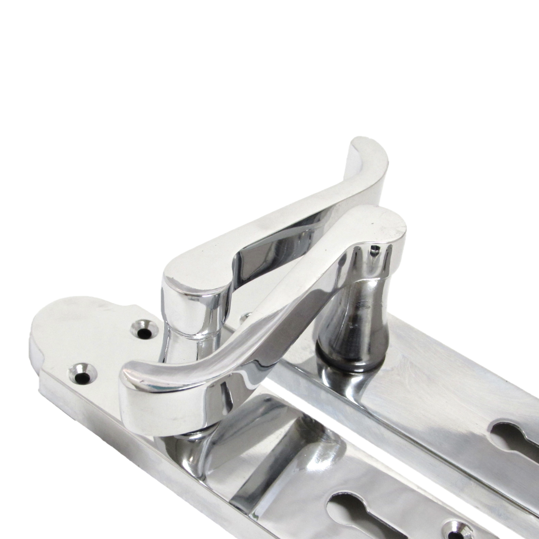 Epsom Door Handle Key Lock Scroll Lever - Polished Chrome