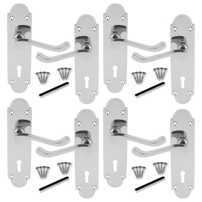 Marketplace JPG companion for Multipack Epsom Door Handle Key Lock Scroll Lever Polished Chrome 1/4/6 Pairs - 169mm X 40mm