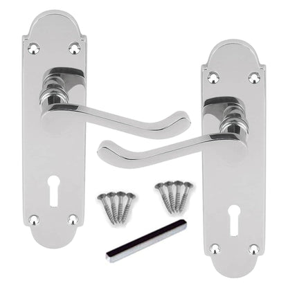 Marketplace JPG companion for Multipack Epsom Door Handle Key Lock Scroll Lever Polished Chrome 1/4/6 Pairs - 169mm X 40mm