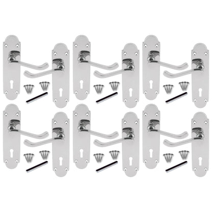 Marketplace JPG companion for Multipack Epsom Door Handle Key Lock Scroll Lever Polished Chrome 1/4/6 Pairs - 169mm X 40mm