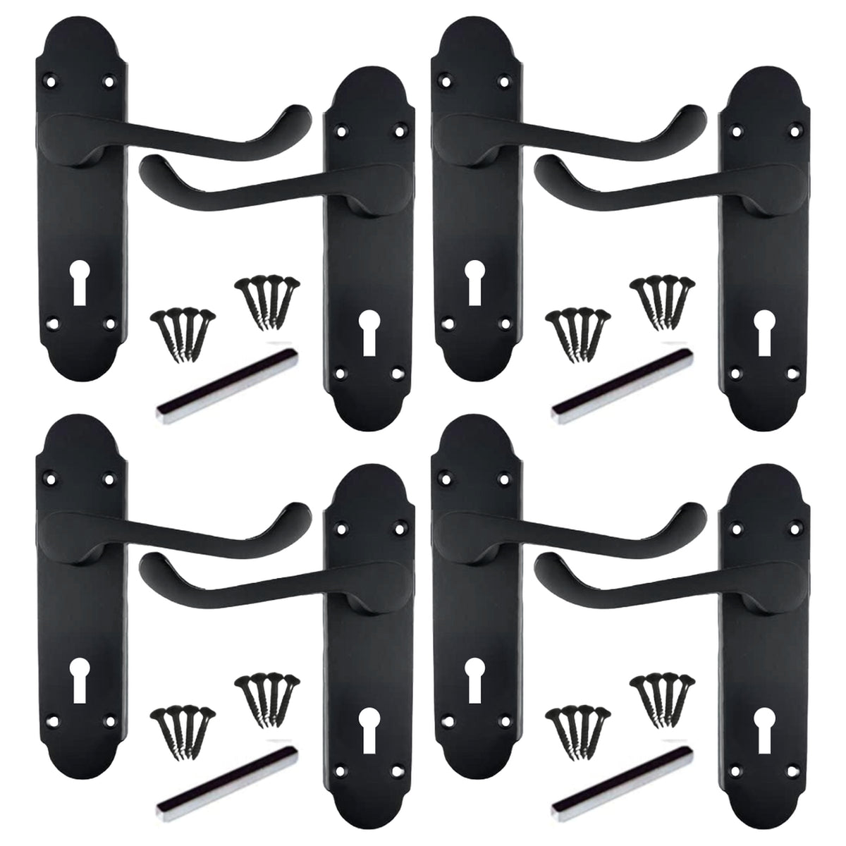 Marketplace JPG companion for Multipack Door Handles Matt Black Epsom Victorian Scroll Lever Lock 1/4/6 Pairs
