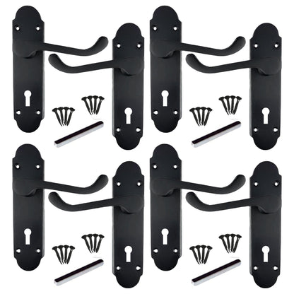 Marketplace JPG companion for Multipack Door Handles Matt Black Epsom Victorian Scroll Lever Lock 1/4/6 Pairs