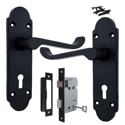 Marketplace JPG companion for Epsom Door Handle Key Lock Scroll Lever - Matt Black Pack