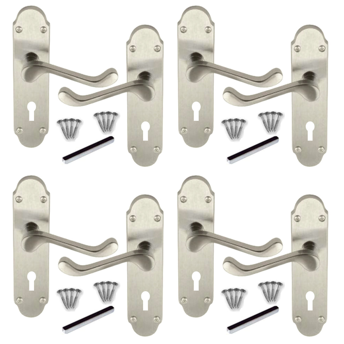 Marketplace JPG companion for Multipack Door Handles Satin Epsom Victorian Scroll Lever Lock 1/4/6 Pairs