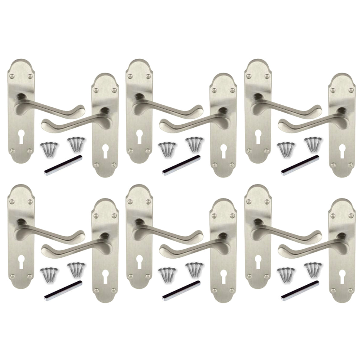 Marketplace JPG companion for Multipack Door Handles Satin Epsom Victorian Scroll Lever Lock 1/4/6 Pairs