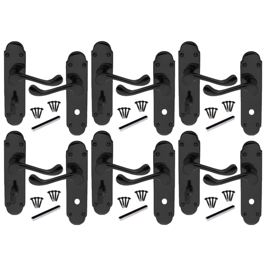 MULTIPACK Victorian Scroll Black Nickel Finish Bathroom Lock Handle Epsom 1/4/6 Pairs