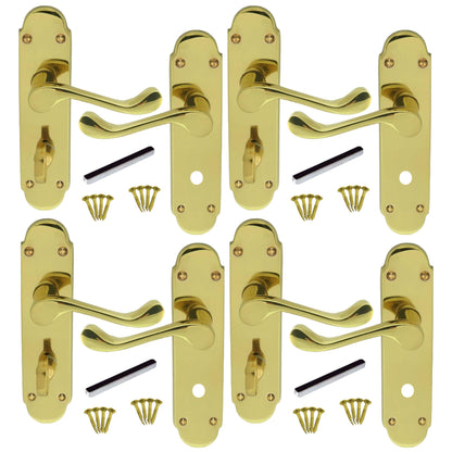 Marketplace JPG companion for Multipack Victorian Scroll Brass Finish Bathroom Lock Handle Epsom 1/4/6 Pairs