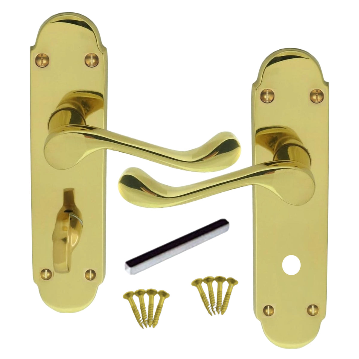 Marketplace JPG companion for Multipack Victorian Scroll Brass Finish Bathroom Lock Handle Epsom 1/4/6 Pairs