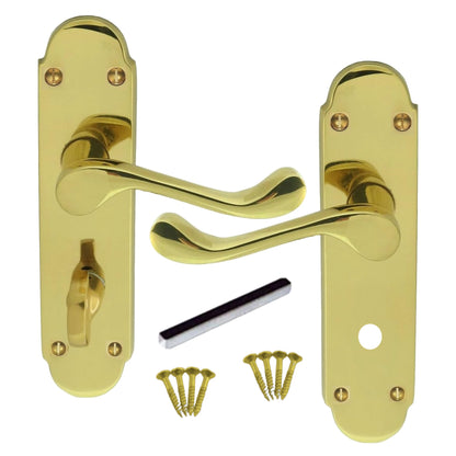 Marketplace JPG companion for Multipack Victorian Scroll Brass Finish Bathroom Lock Handle Epsom 1/4/6 Pairs
