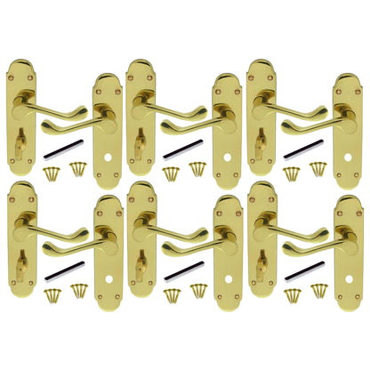 Marketplace JPG companion for Multipack Victorian Scroll Brass Finish Bathroom Lock Handle Epsom 1/4/6 Pairs