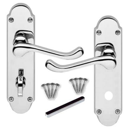 MULTIPACK Epsom Door Handle Polished Chrome Bathroom Lock Victorian Scroll 1/4/6 Pairs
