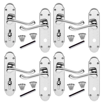 Marketplace JPG companion for Multipack Epsom Door Handle Polished Chrome Bathroom Lock Victorian Scroll 1/4/6 Pairs - 169mm X 40mm