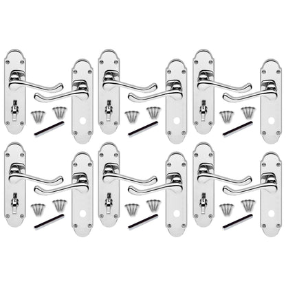 Marketplace JPG companion for Multipack Epsom Door Handle Polished Chrome Bathroom Lock Victorian Scroll 1/4/6 Pairs - 169mm X 40mm