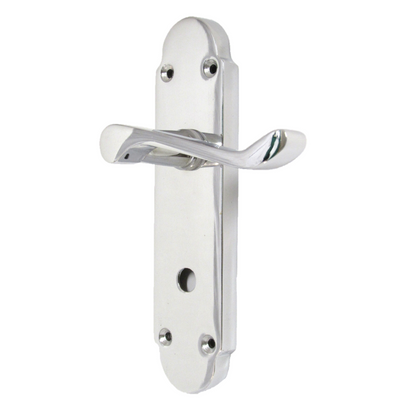 Epsom Door Handle Bathroom Lock Scroll Lever - Polished Chrome