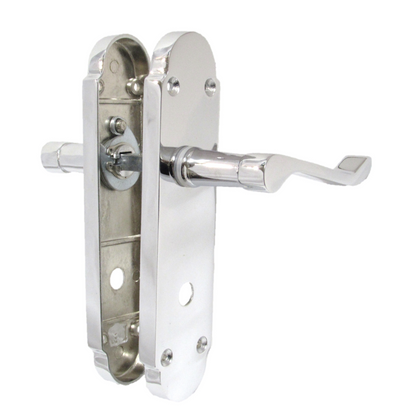 Epsom Door Handle Bathroom Lock Scroll Lever - Polished Chrome