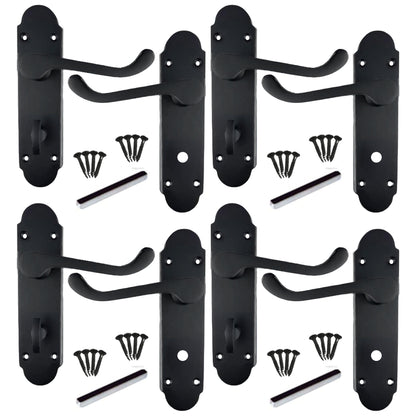 Marketplace JPG companion for Multipack Epsom Door Handle Matt Black Bathroom Lock Scroll Lever 1/4/6 Pairs