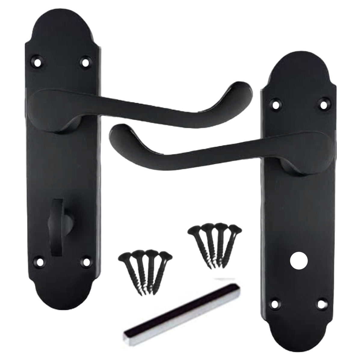 Marketplace JPG companion for Multipack Epsom Door Handle Matt Black Bathroom Lock Scroll Lever 1/4/6 Pairs