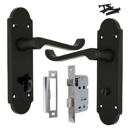 Marketplace JPG companion for Epsom Door Handle Bathroom Lock Scroll Lever - Matt Black Chrome Pack
