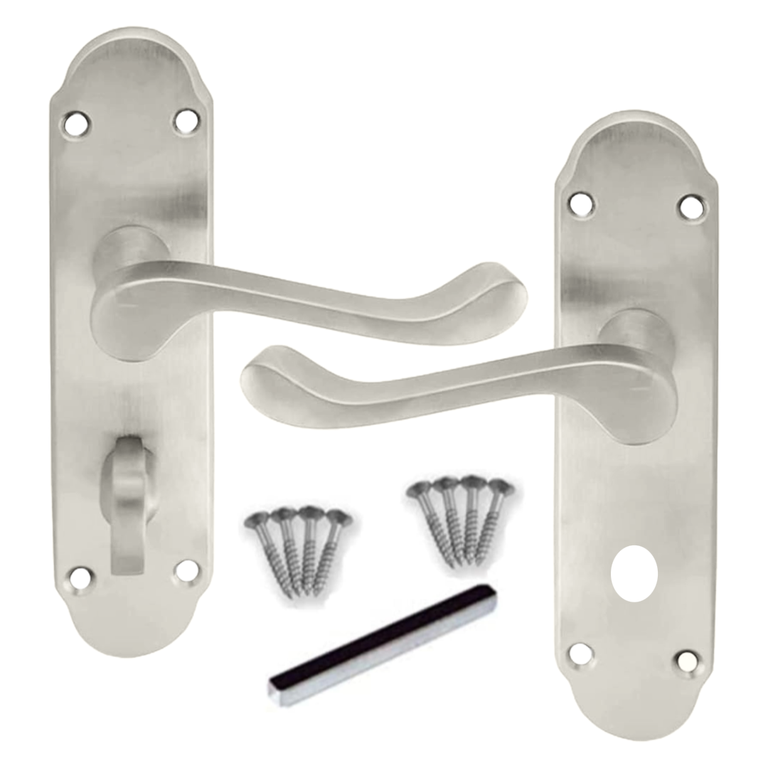 MULTIPACK Victorian Scroll Satin Finish Bathroom Lock Handle Epsom 1/4/6 Pairs