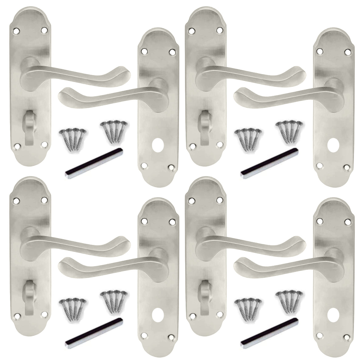 Marketplace JPG companion for Multipack Victorian Scroll Satin Finish Bathroom Lock Handle Epsom 1/4/6 Pairs - 169mm X 40mm