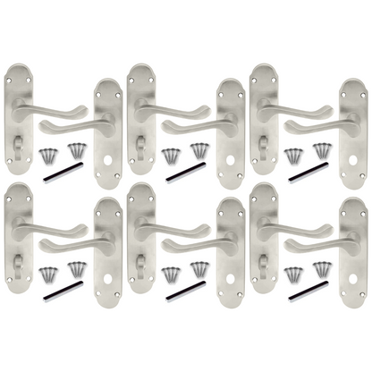 MULTIPACK Victorian Scroll Satin Finish Bathroom Lock Handle Epsom 1/4/6 Pairs