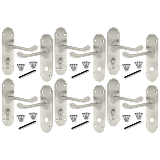 MULTIPACK Victorian Scroll Satin Finish Bathroom Lock Handle Epsom 1/4/6 Pairs