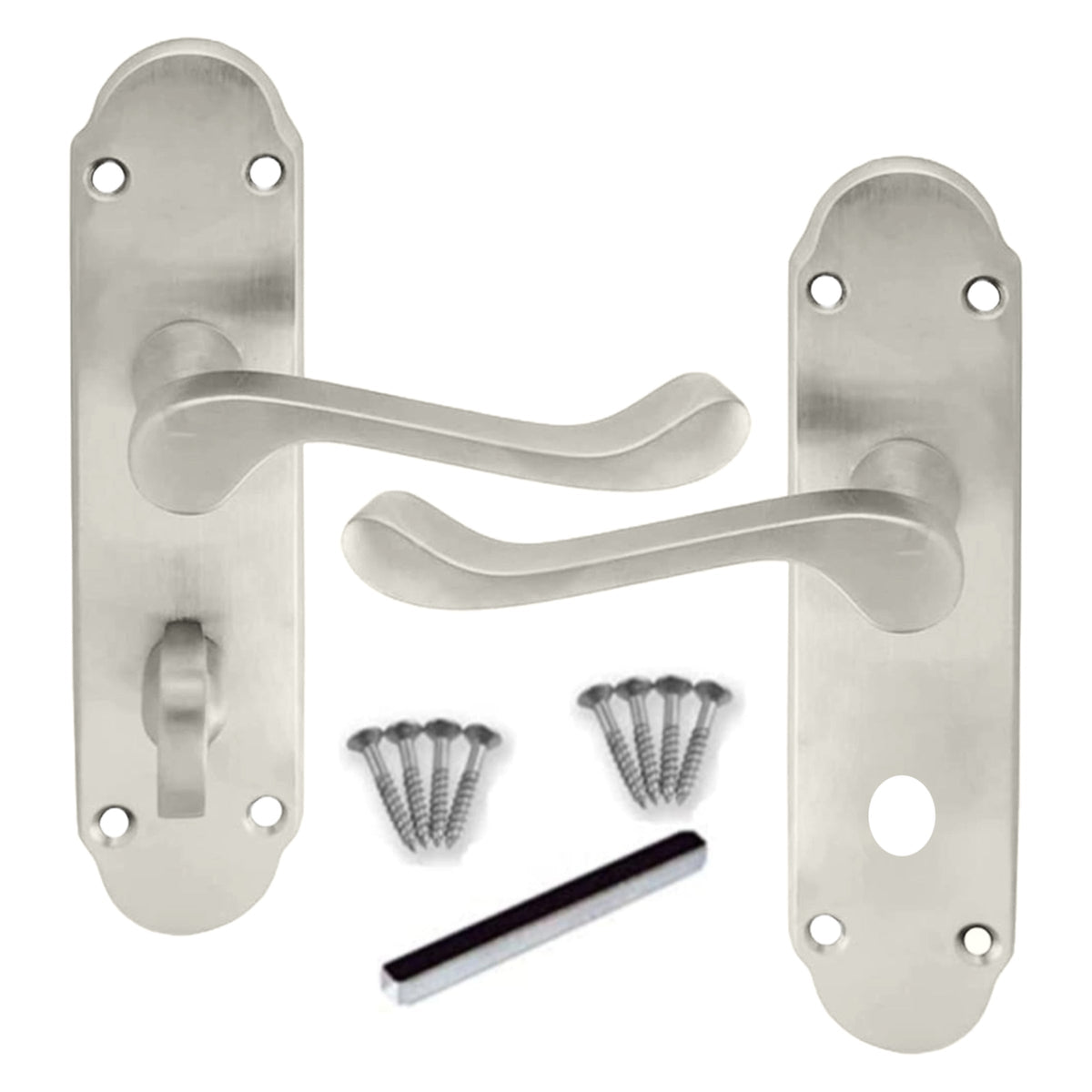 Marketplace JPG companion for Multipack Victorian Scroll Satin Finish Bathroom Lock Handle Epsom 1/4/6 Pairs - 169mm X 40mm