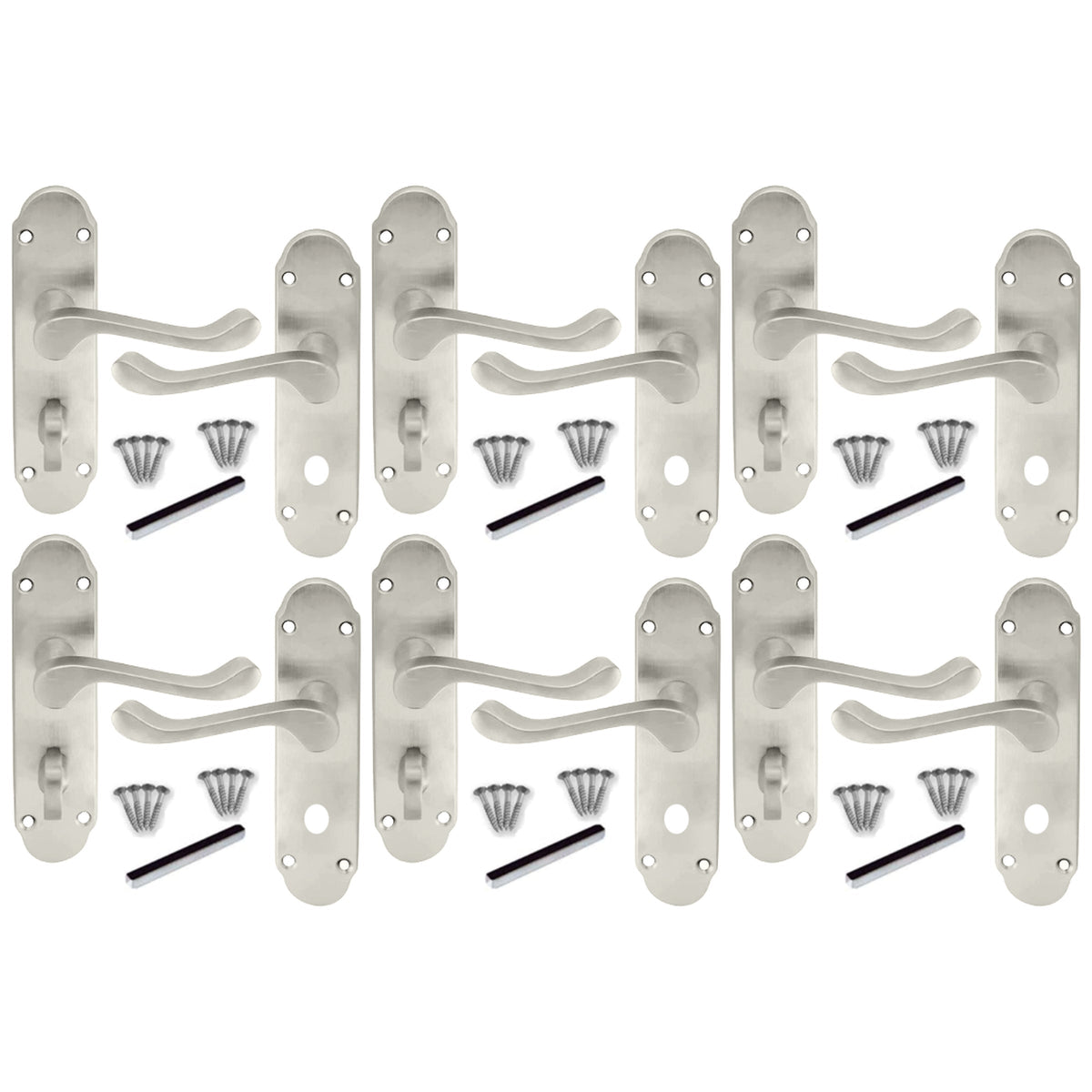 Marketplace JPG companion for Multipack Victorian Scroll Satin Finish Bathroom Lock Handle Epsom 1/4/6 Pairs - 169mm X 40mm