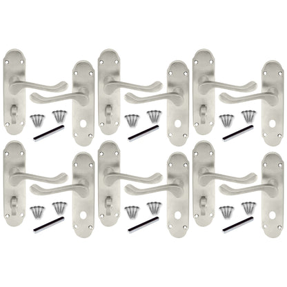 Marketplace JPG companion for Multipack Victorian Scroll Satin Finish Bathroom Lock Handle Epsom 1/4/6 Pairs - 169mm X 40mm