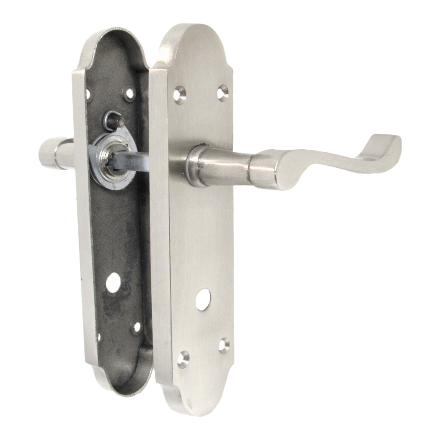 Marketplace JPG companion for Epsom Door Handles Bathroom Lock Scroll Lever - Satin Pack Hinges