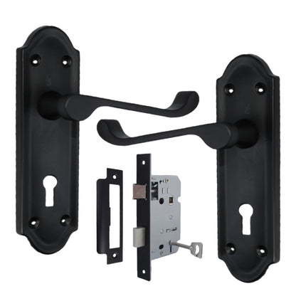 Marketplace JPG companion for Ashford Door Handle Key Lock Scroll Lever - Matt Black Key Lock Pack