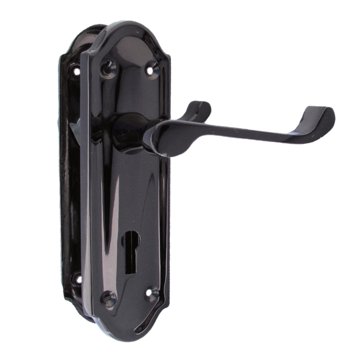 Marketplace JPG companion for Ashford Door Handle Key Lock Scroll Lever - Black Nickel Key Lock Hinge Pack