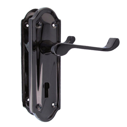 Marketplace JPG companion for Ashford Door Handle Key Lock Scroll Lever - Black Nickel Key Lock Hinge Pack