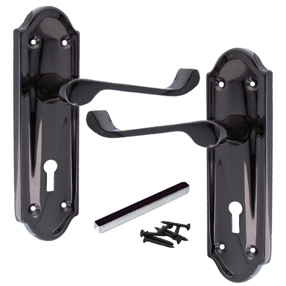 Marketplace JPG companion for Ashford Door Handle Key Lock Scroll Lever - Black Nickel - 168mm X 47mm