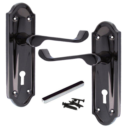 Marketplace JPG companion for Ashford Door Handle Key Lock Scroll Lever - Black Nickel - 168mm X 47mm