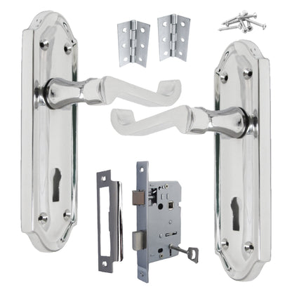 Marketplace JPG companion for Ashford Door Handle Key Lock Scroll Lever - Chrome Key Lock Hinge Pack