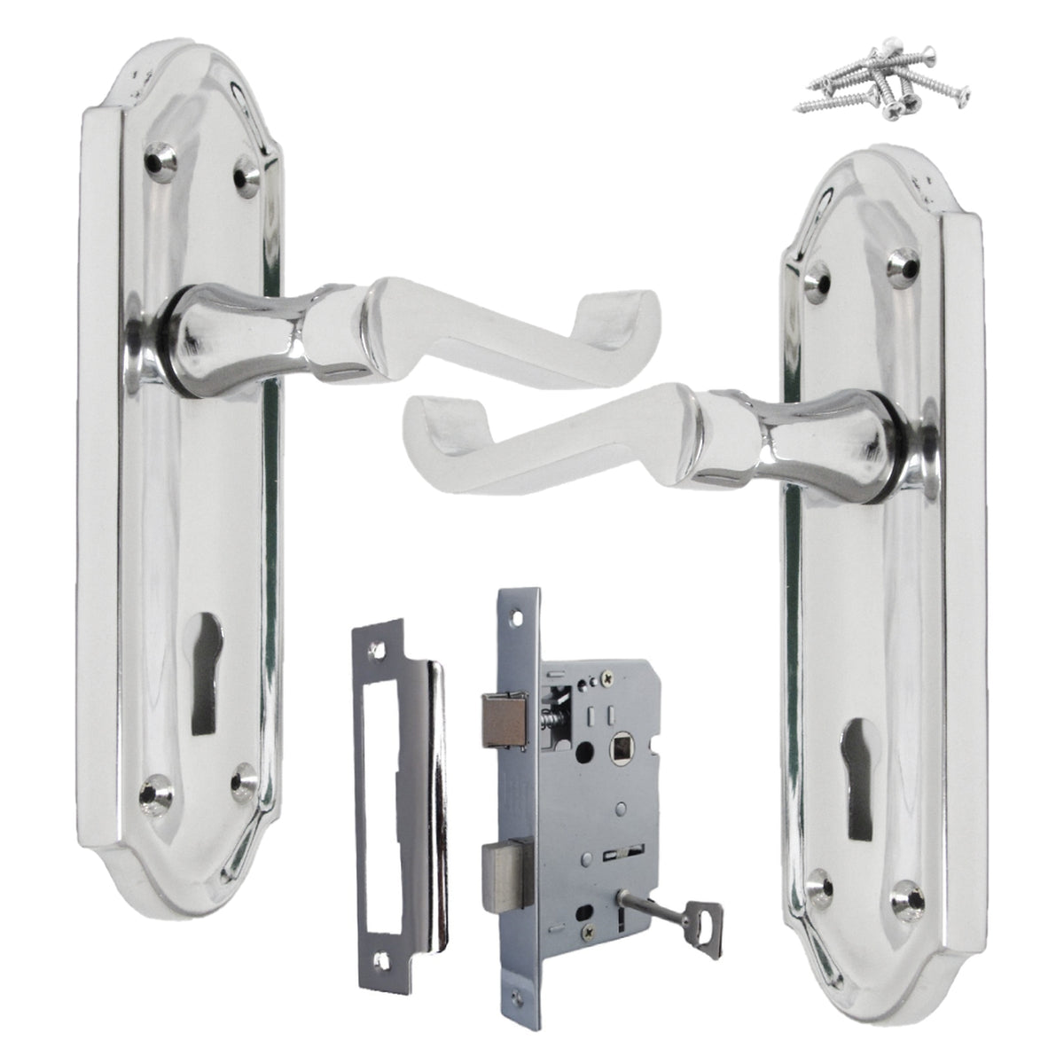 Marketplace JPG companion for Ashford Door Handle Key Lock Scroll Lever - Chrome Key Lock Pack