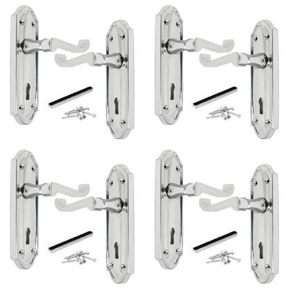 Poignées de porte Ashford à clé, levier à défilement, chromées, 1/4/6 paires