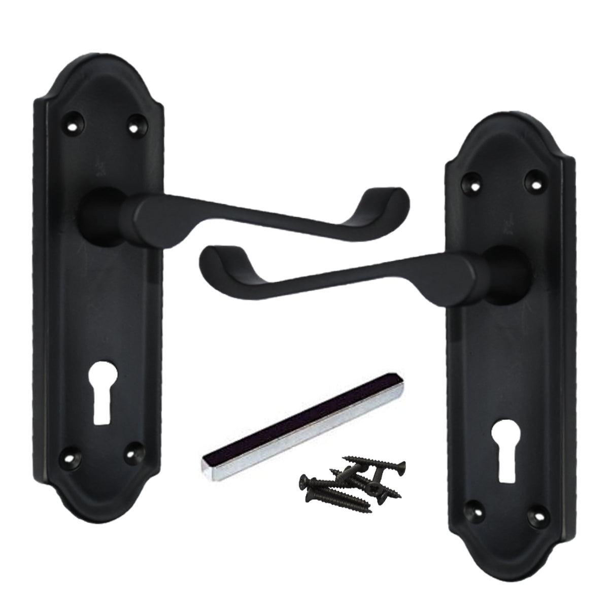 Marketplace JPG companion for Ashford Door Handle Key Lock Scroll Lever - Matt Black - 168mm X 47mm