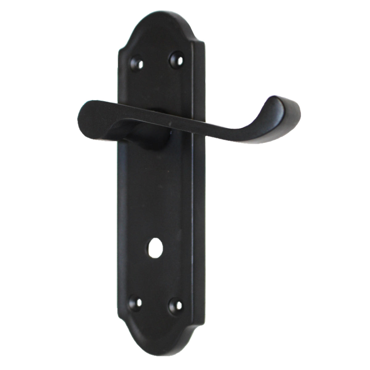 Marketplace JPG companion for Ashford Door Handle Bathroom Lock Scroll Lever - Matt Black Chrome Bath Pack