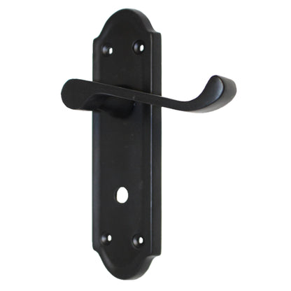Marketplace JPG companion for Ashford Door Handle Bathroom Lock Scroll Lever - Matt Black Chrome Bath Pack