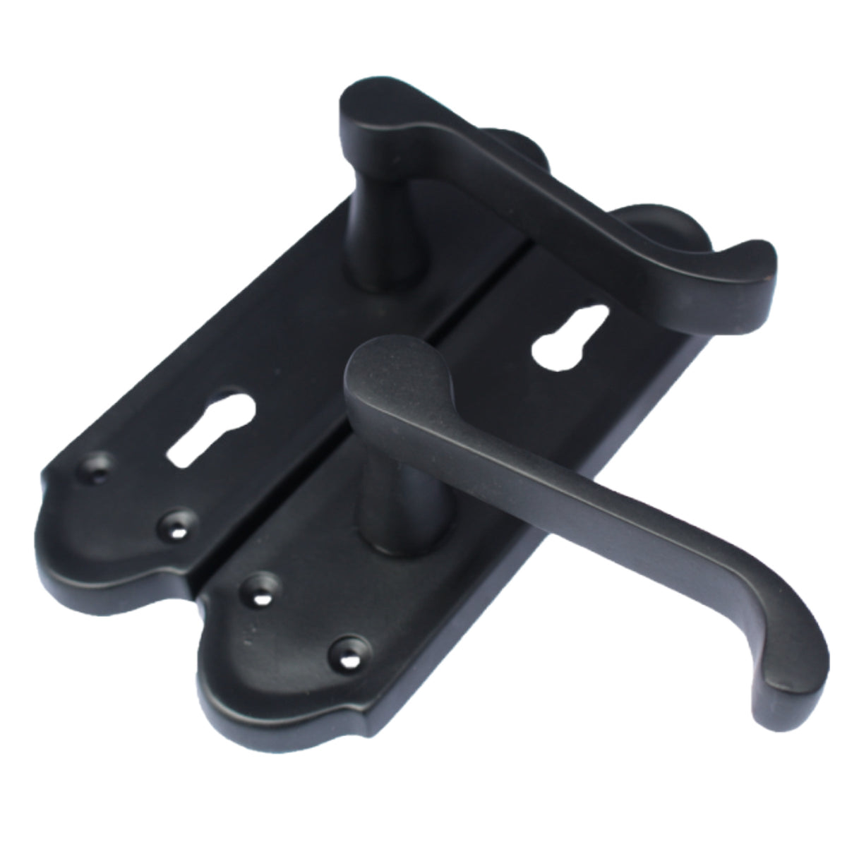 Marketplace JPG companion for Ashford Door Handle Key Lock Scroll Lever - Matt Black Key Lock Hinge Pack
