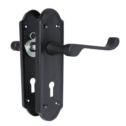 Marketplace JPG companion for Ashford Door Handle Key Lock Scroll Lever - Matt Black Key Lock Hinge Pack